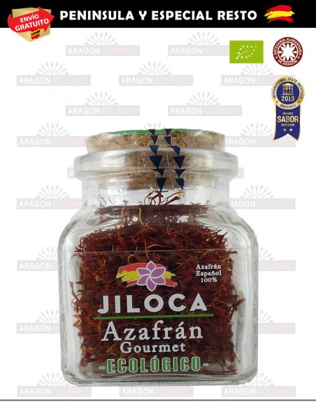 Azafrán ecológico en bote mediano de frente