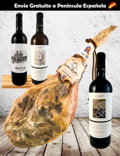 Lote jamón con vinos  de la tierra