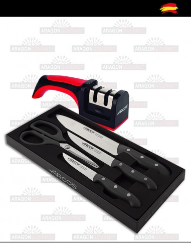 juego de cuchillos, tijera y afilador marca arcos