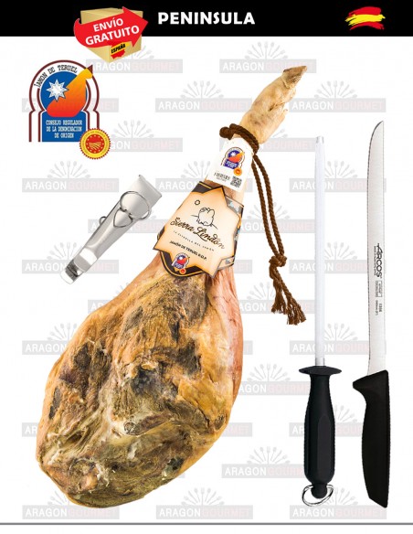 jambon avec pinces et fusil à aiguiser