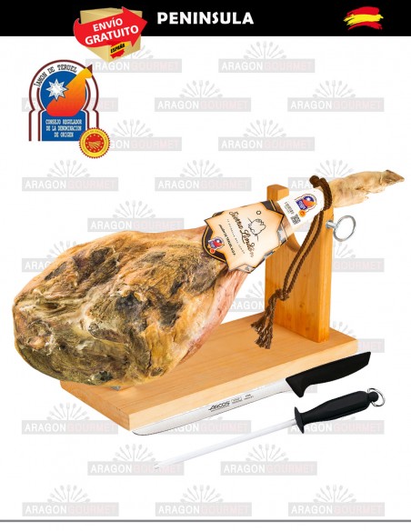 jambon avec support à jambon et couteau