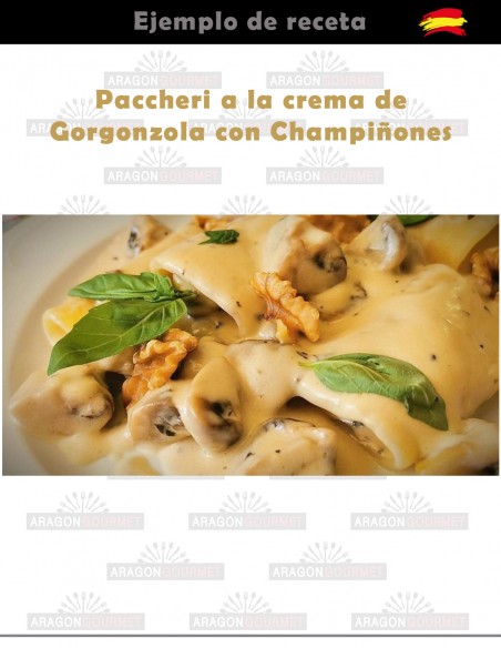 pasta a la crema de gorgonzola y champiñones