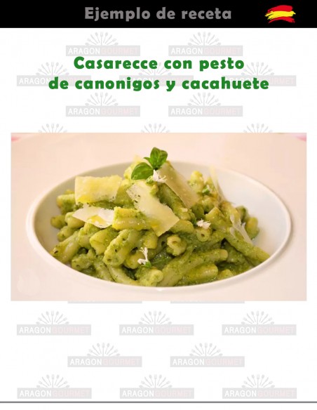 pasta con pesto de canonigos y cacahuete
