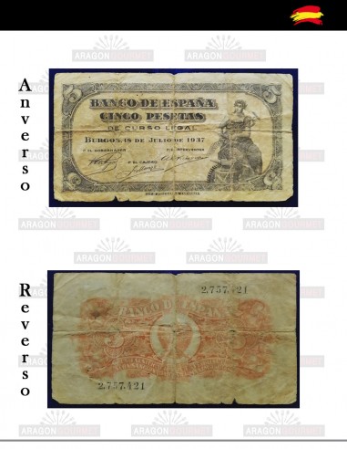 Billet de 5 Pesetas 1937