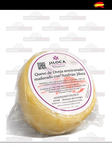 Whole vacuum-packed cheese with saffron