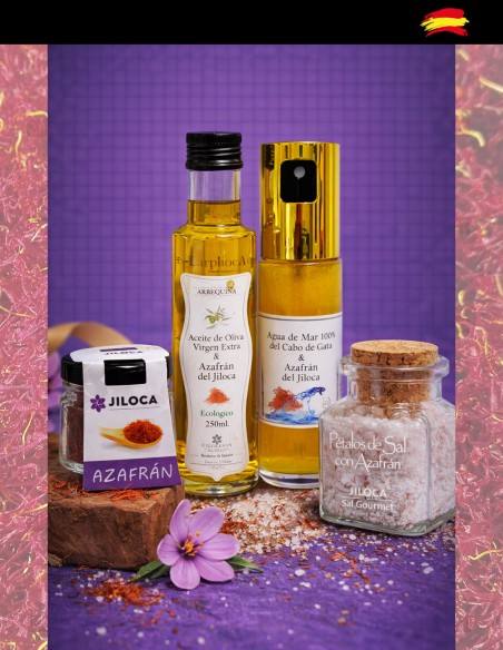 Lote de productos de azafrán para cocinar