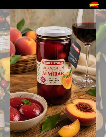 Peach in wine syrup cover