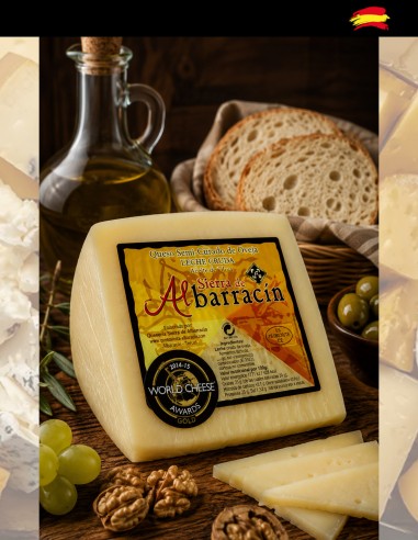 Semi-cured Albarracín cheese wedge